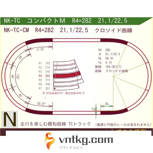 N緩和曲線線路 [コンパクトM] NK-TC-CM R4=282 21.1/22.5 O-S