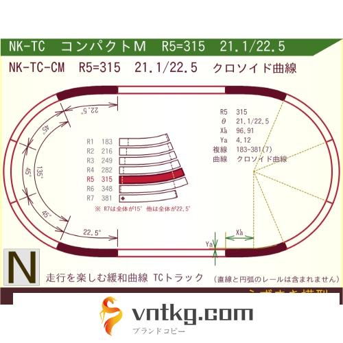 N緩和曲線線路 [コンパクトM] NK-TC-CM R5=315 21.1/22.5 O-S